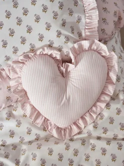 New Next Pink Ruffle Heart Stripe Cushion