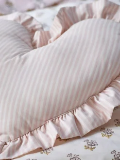 New Next Pink Ruffle Heart Stripe Cushion
