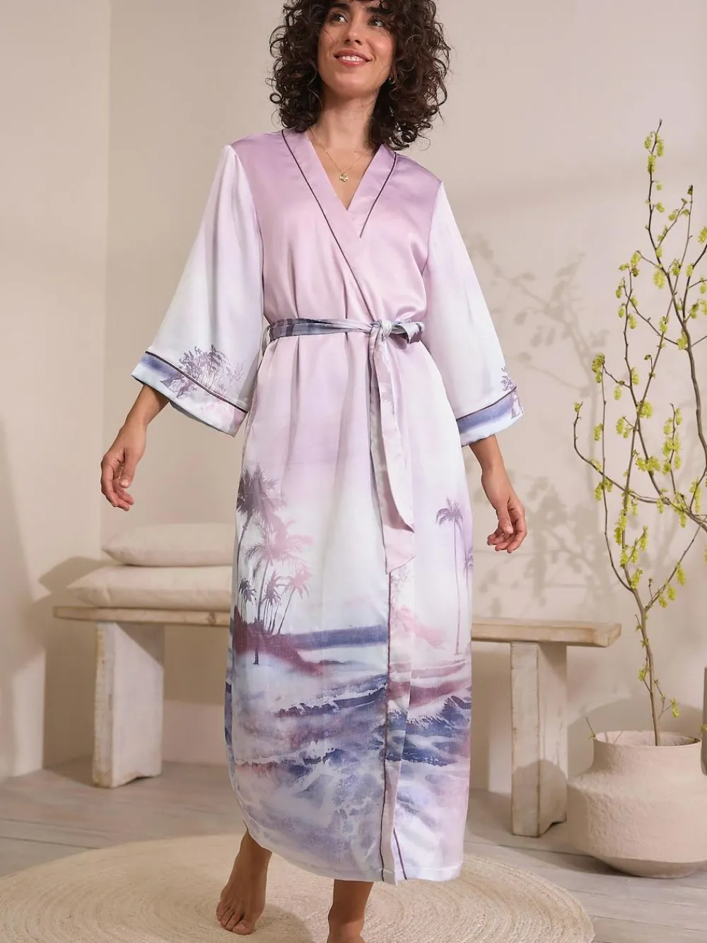 Clearance Next Pink Scene Lightweight Dressing Gown