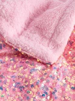 Next Pink Sequin Super Soft Fleece Throw Blanket