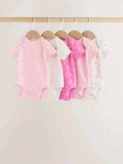 Discount Next Pink Short Sleeve Baby Bodysuits 5 Pack