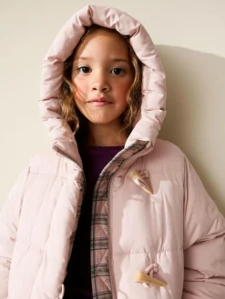 Next Pink Shower Resistant Padded Duffle Coat (3-13yrs)^ Jackets & Coats|Snowsuits & Coats