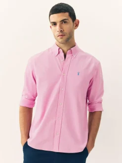 Hot Next Pink Slim Fit Long Sleeve Oxford Shirt