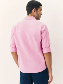 Hot Next Pink Slim Fit Long Sleeve Oxford Shirt