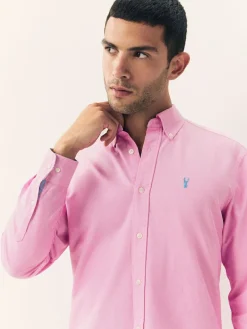 Hot Next Pink Slim Fit Long Sleeve Oxford Shirt