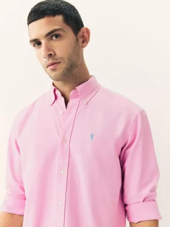 Hot Next Pink Slim Fit Long Sleeve Oxford Shirt