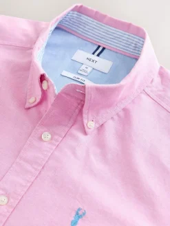Hot Next Pink Slim Fit Long Sleeve Oxford Shirt