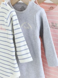 Sale Next 3 Pack Long Sleeve Baby Bodysuits Pink Slogan