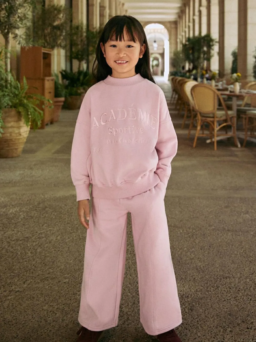 Outlet Next Sweatshirt And Wide Leg Joggers Set (3-16yrs) Pink Slogan