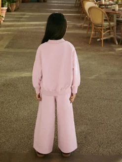 Outlet Next Sweatshirt And Wide Leg Joggers Set (3-16yrs) Pink Slogan