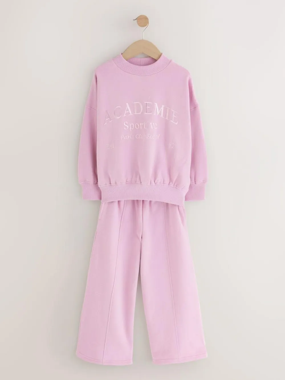 Outlet Next Sweatshirt And Wide Leg Joggers Set (3-16yrs) Pink Slogan
