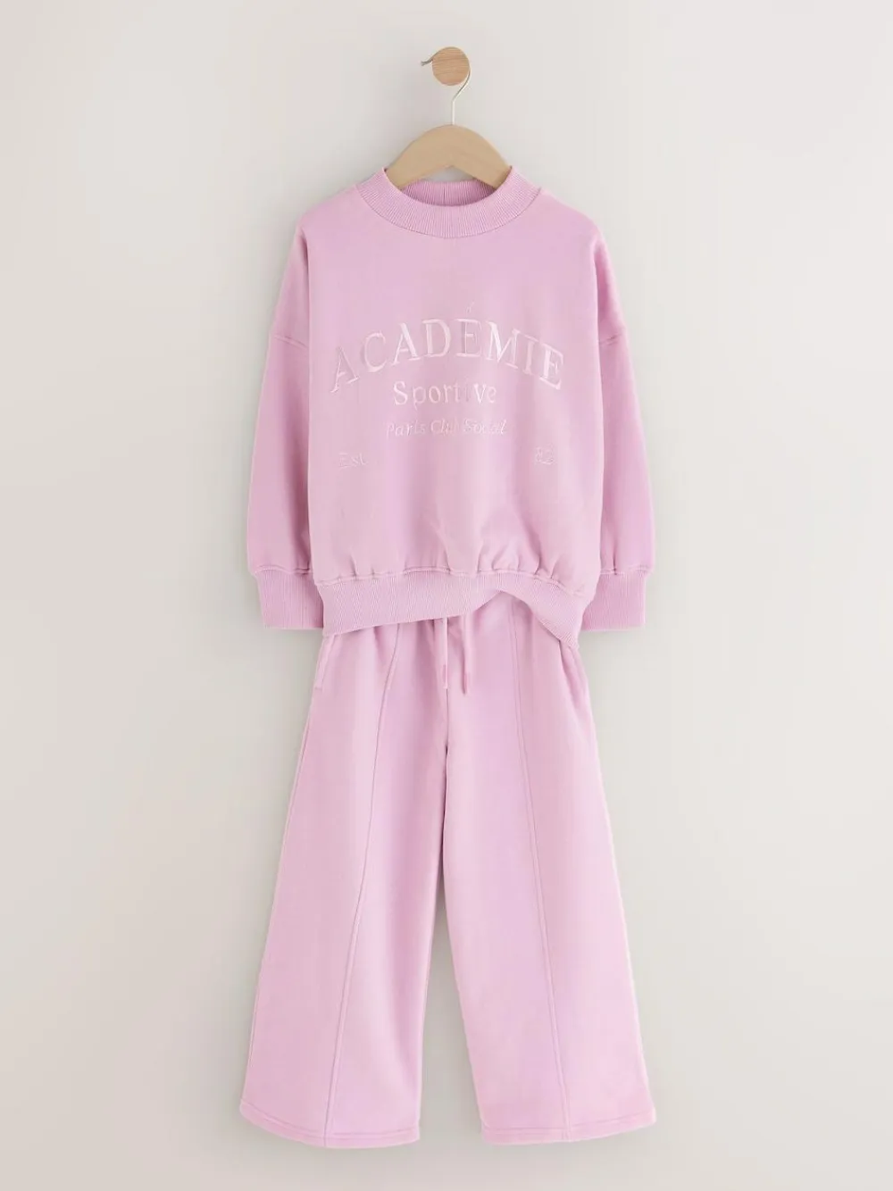 Outlet Next Sweatshirt And Wide Leg Joggers Set (3-16yrs) Pink Slogan