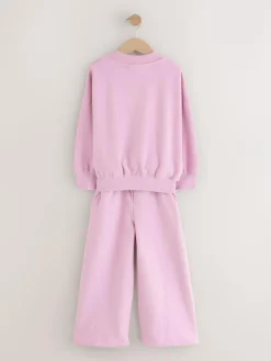 Outlet Next Sweatshirt And Wide Leg Joggers Set (3-16yrs) Pink Slogan