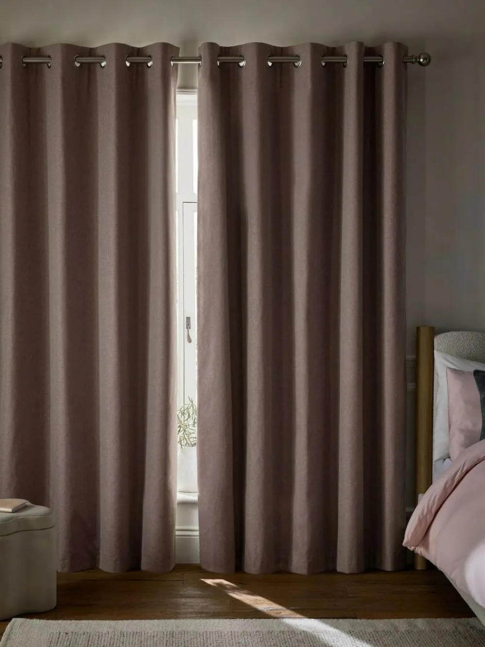 Sale Next Soft Marl Blackout/Thermal Eyelet Curtains Pink