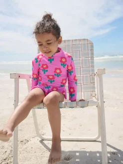 Hot Next Sunsafe Swim Set (3mths-7yrs) Pink Stampy Floral