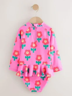 Hot Next Sunsafe Swim Set (3mths-7yrs) Pink Stampy Floral