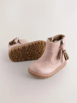 Next Pink Standard Fit (F) Chelsea Zip Tassel Ankle Boots^ Baby Boots|Boots