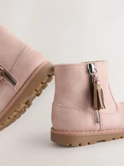 Next Pink Standard Fit (F) Chelsea Zip Tassel Ankle Boots^ Baby Boots|Boots