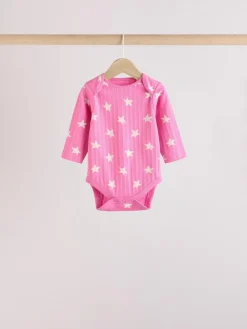 Discount Next Pink Star 5 Pack Long Sleeve Baby Bodysuits