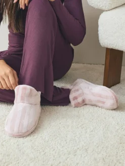 Outlet Next Boot Slippers Pink Stripe