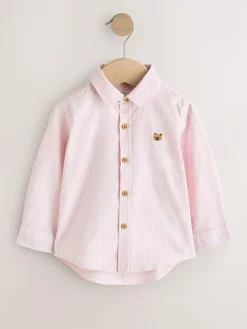 New Next Pink Stripe Character Long Sleeve Long Sleeve Oxford Shirt (3mths-7yrs)