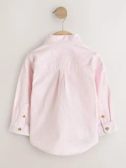 New Next Pink Stripe Character Long Sleeve Long Sleeve Oxford Shirt (3mths-7yrs)