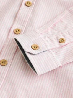 New Next Pink Stripe Character Long Sleeve Long Sleeve Oxford Shirt (3mths-7yrs)