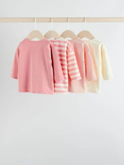 Next Pink Stripe/Slogan Long Sleeve Baby Tops 4 Pack (0mths-2yrs)^ Tops|Nightwear
