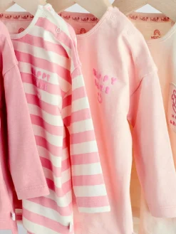 Next Pink Stripe/Slogan Long Sleeve Baby Tops 4 Pack (0mths-2yrs)^ Tops|Nightwear