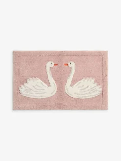 Next Pink Swan Print 100% Cotton Bath Mat^ Towels & Bathmats