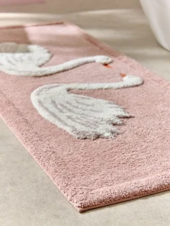 Next Pink Swan Print 100% Cotton Runner Bath Mat^ Towels & Bathmats