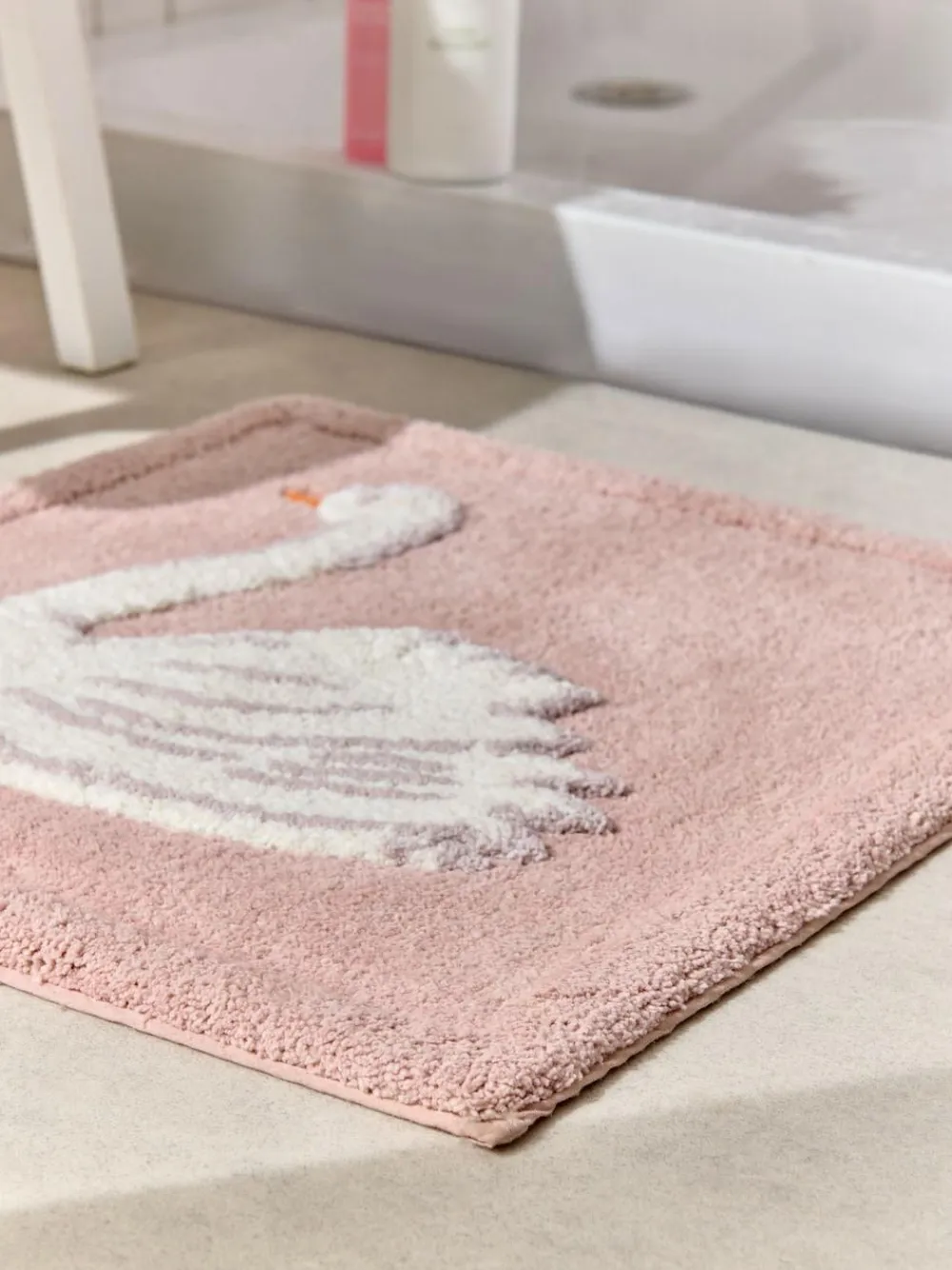 Next Pink Swan Print 100% Cotton Shower Mat