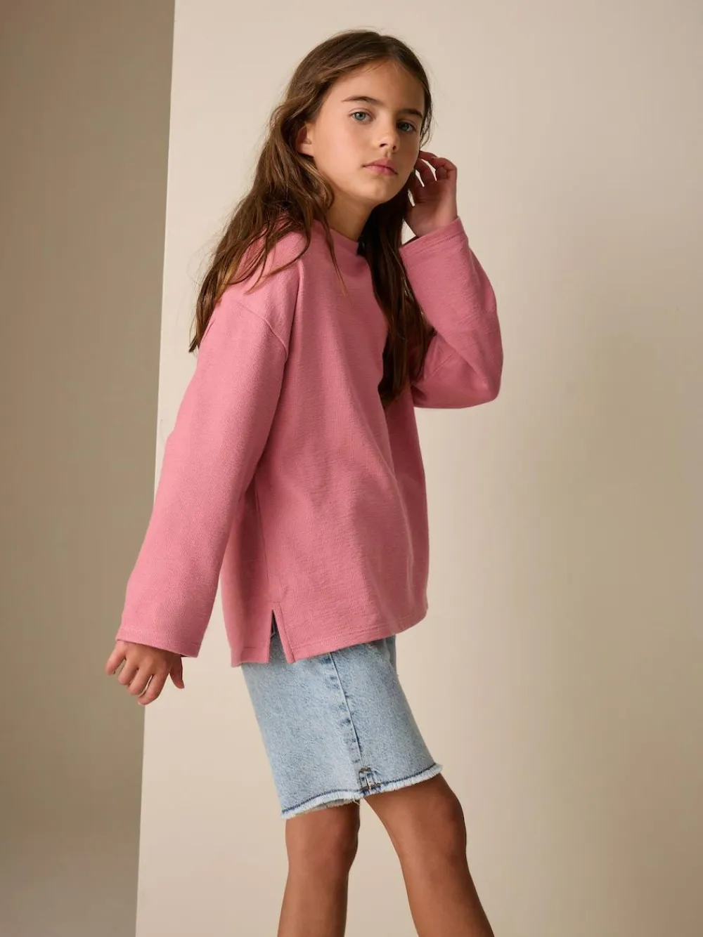 Sale Next Textured Long Sleeve Top (3-16yrs) Pink