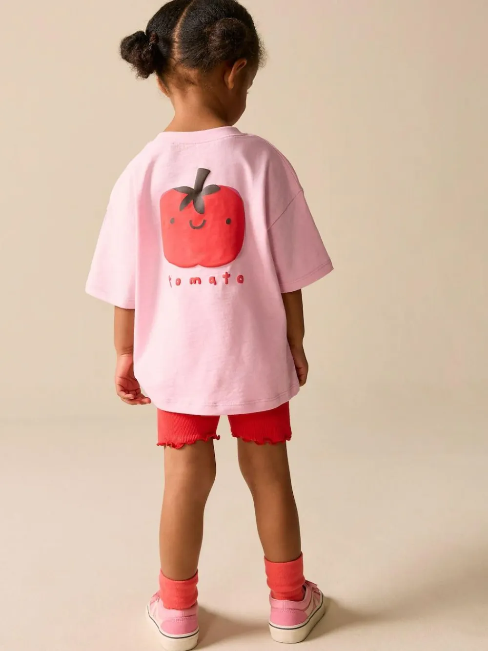 Online Next Short Sleeve T-Shirt and Cycle Shorts Set (3mths-7yrs) Pink Tomato Character