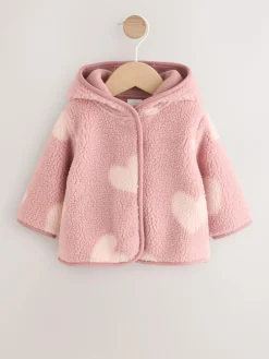 Next Pink Tonal Heart Printed Borg Baby Jacket (0-18mths)^ Baby Winter Clothing|Coats, Jackets & Pramsuits