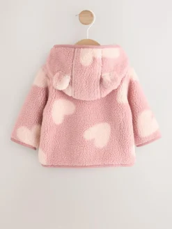 Next Pink Tonal Heart Printed Borg Baby Jacket (0-18mths)^ Baby Winter Clothing|Coats, Jackets & Pramsuits