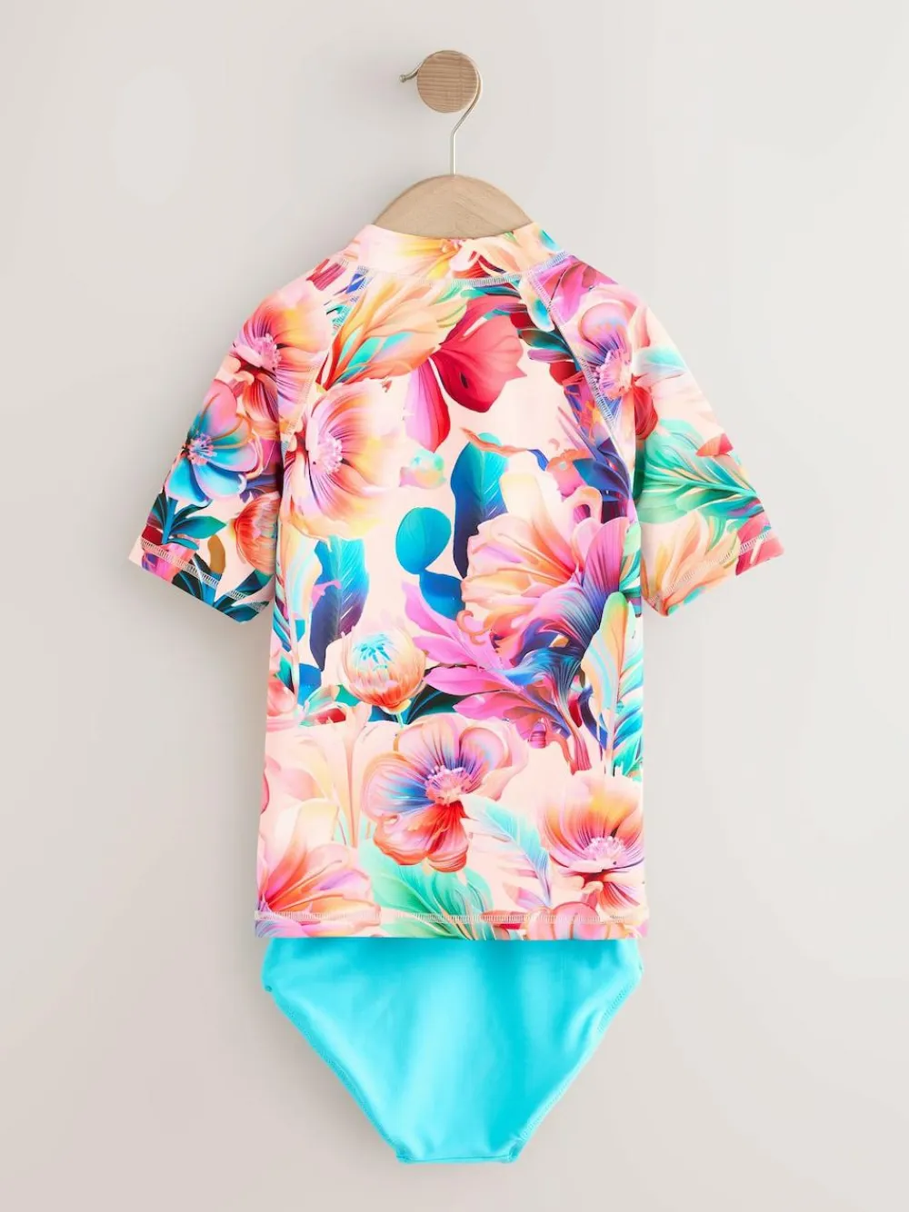 Next Pink Tropical Short Sleeve Sunsafe Rash Vest And Pant Swim Set (3-16yrs)^ Swimwear