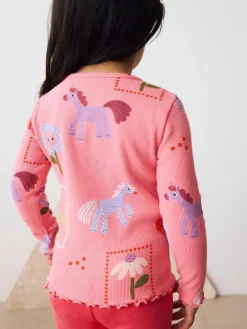 Next Pink Unicorn Rib Long Sleeve T-Shirt (3mths-7yrs)^ Cosy Club|Baby Winter Clothing
