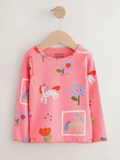 Next Pink Unicorn Rib Long Sleeve T-Shirt (3mths-7yrs)^ Cosy Club|Baby Winter Clothing