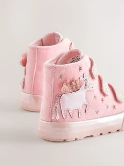 Discount Next Pink Unicorn Touch Fastening High Top Trainers