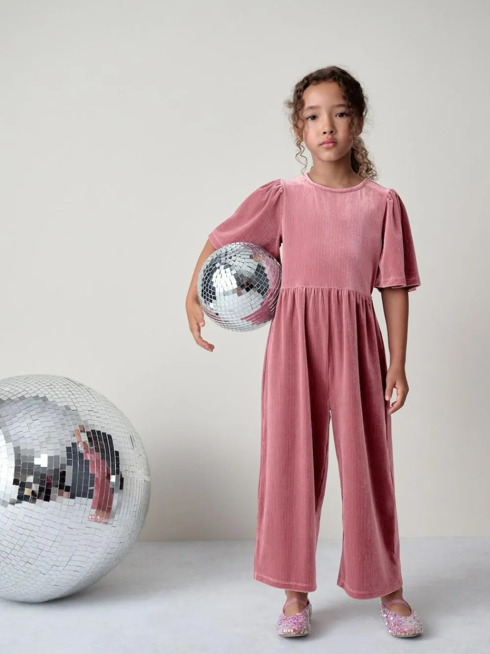 Next Pink Velour Jumpsuit (3-16yrs)