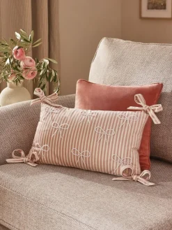 Next Pink Velvet Embellished Bow Cushion^ Cushions & Throws