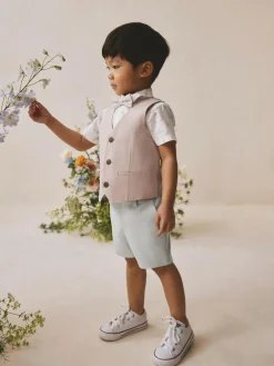 Next Pink Waistcoat, Shirt, Shorts & Tie Set (3mths-9yrs)^BOY Sets & Outfits|Sweatshirts & Hoodies