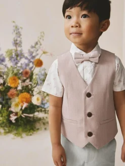 Next Pink Waistcoat, Shirt, Shorts & Tie Set (3mths-9yrs)^BOY Sets & Outfits|Sweatshirts & Hoodies