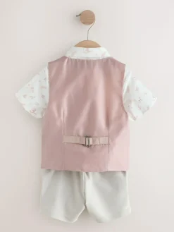 Next Pink Waistcoat, Shirt, Shorts & Tie Set (3mths-9yrs)^BOY Sets & Outfits|Sweatshirts & Hoodies