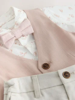 Next Pink Waistcoat, Shirt, Shorts & Tie Set (3mths-9yrs)^BOY Sets & Outfits|Sweatshirts & Hoodies