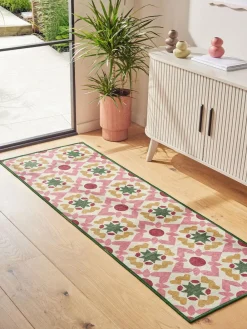 Sale Next Washable Geometric Tile Runner Pink