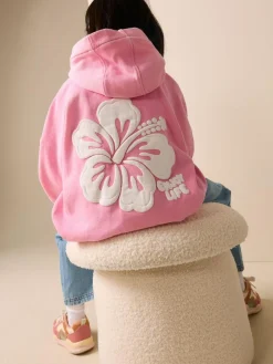 Clearance Next Pink Washed Flower Hoodie (3-16yrs)