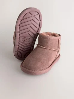 Next Pink Water Repellent Standard Fit (F) Suede Pull On Boots^ Baby Boots|Boots