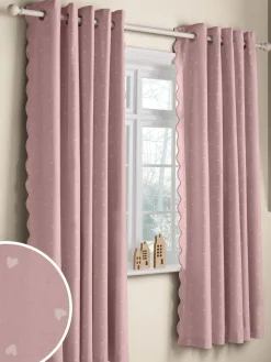 Next Pink Wave Edge Heart Eyelet Blackout Curtains^ Curtains & Blinds